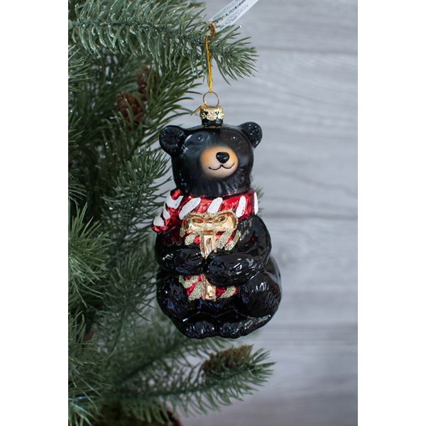 Alternate view:ALT1 of Black Bear Glass Ornament