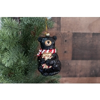 Black Bear Glass Ornament - 500161