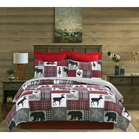 Red Plaid Lodge Quilt Set - NWFS-439022