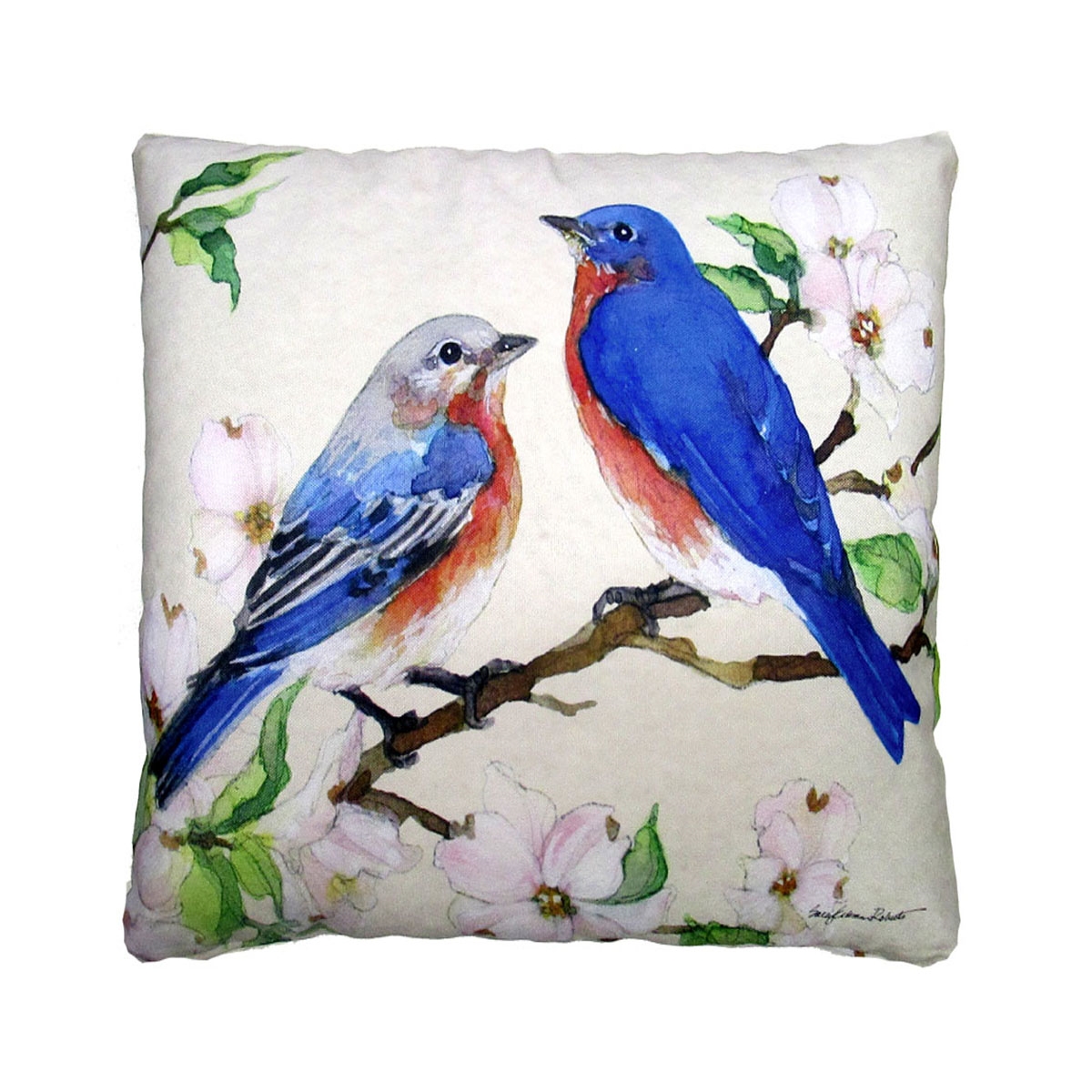 Dogwood and Birds Pillow
