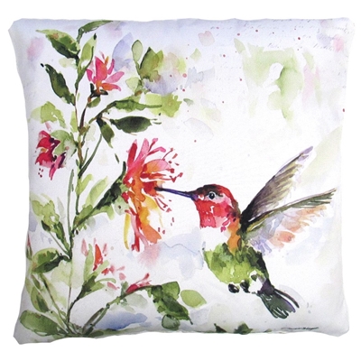 Hummingbird Floral Pillow