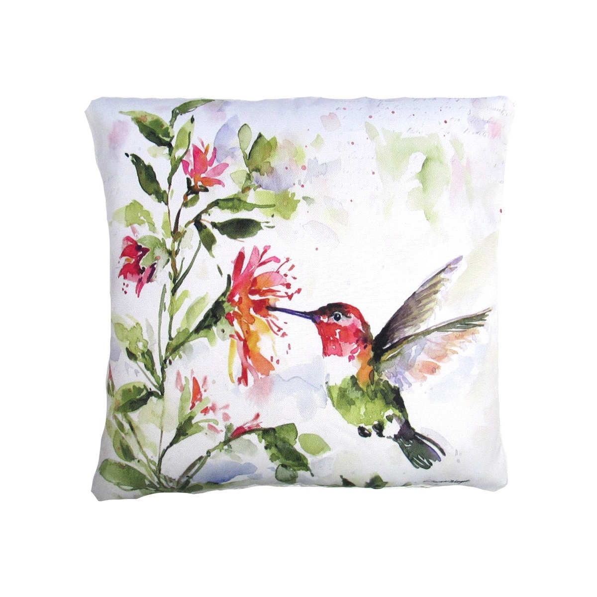 Hummingbird Floral Pillow
