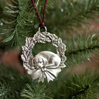 Sleeping Dog in Wreath Ornament - 700066
