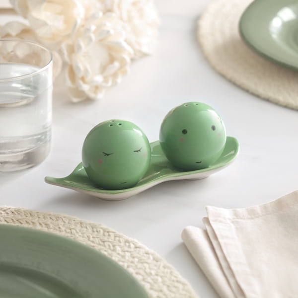 Alternate view: of Sweet Peas Salt and Pepper Shaker Set