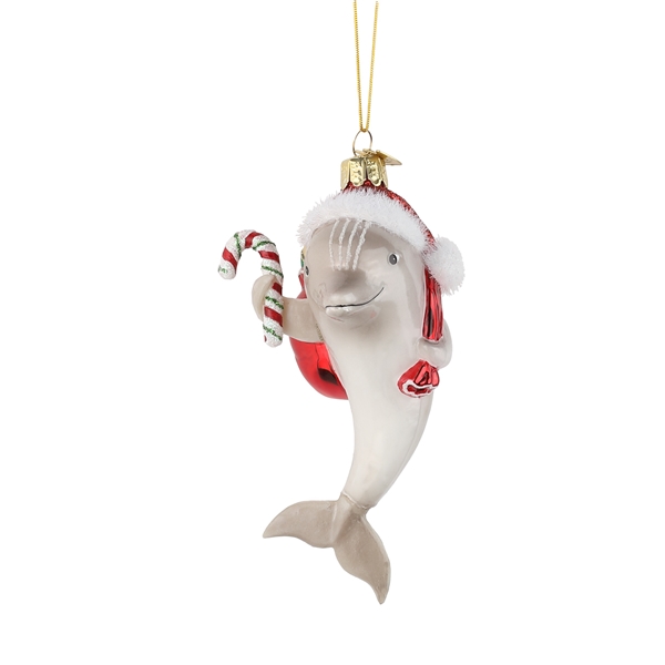 Alternate view:ALT1 of Dolphin Santa Glass Ornament