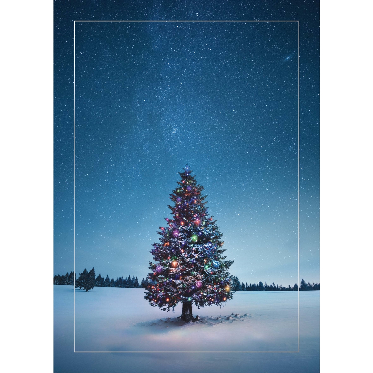 Christmas Tree on a Starry Night Christmas Cards