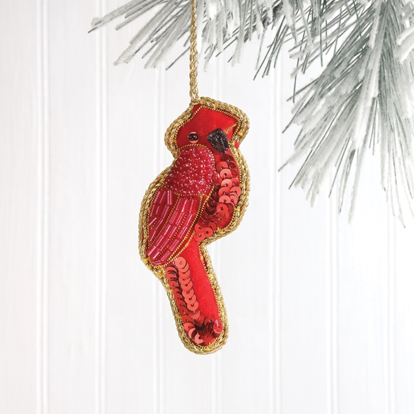 Alternate view: of Cardinal Beaded Ornament