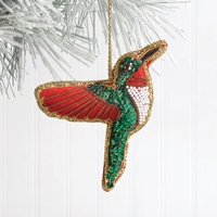 Hummingbird Beaded Ornament - 500177