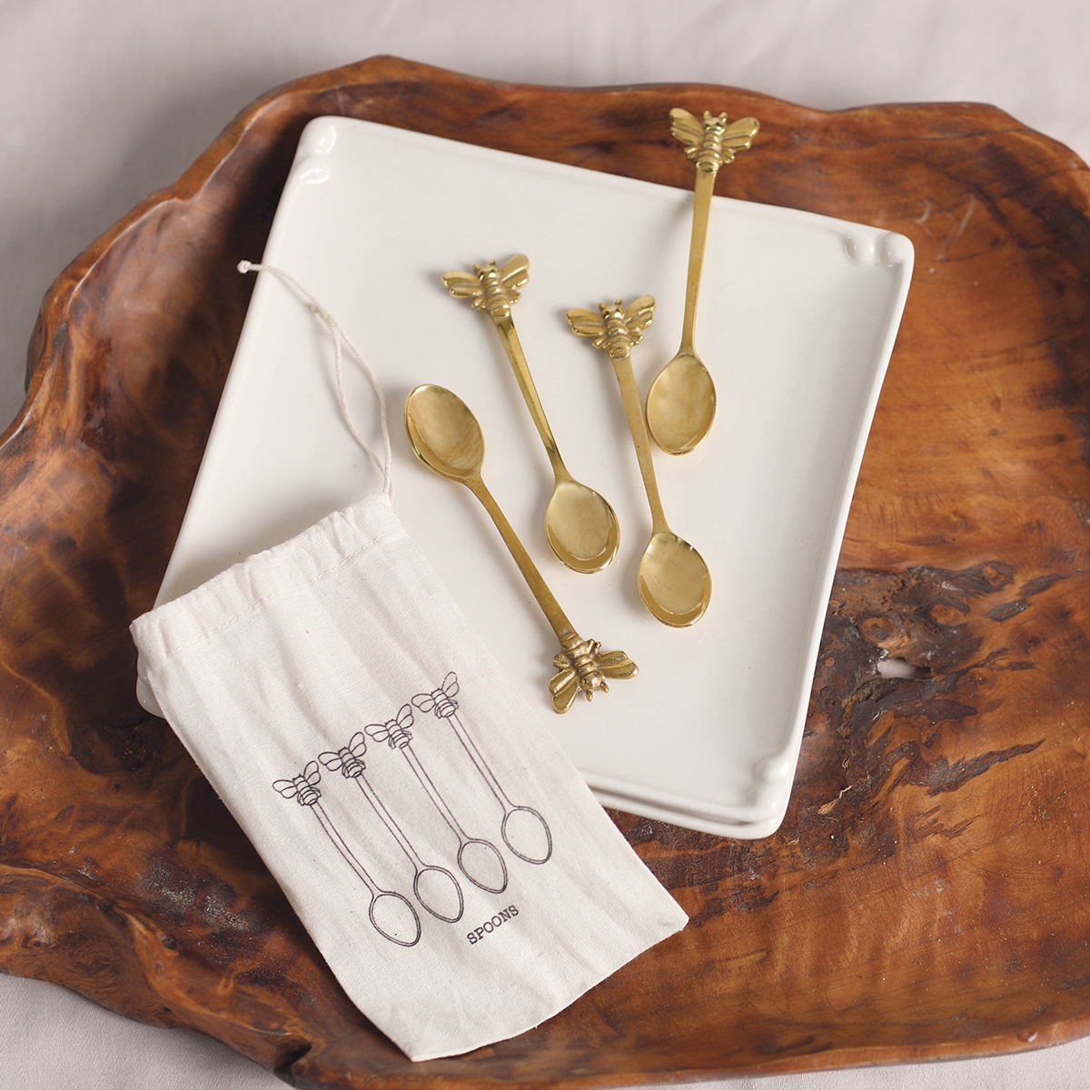 Brass Bees Spoon Set