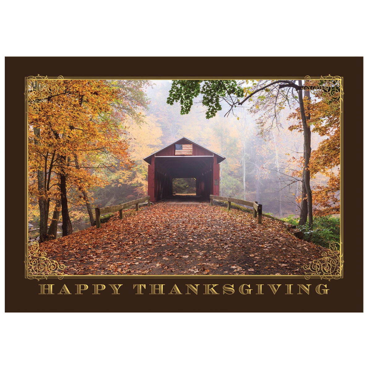 Patriotic Covered Bridge Card