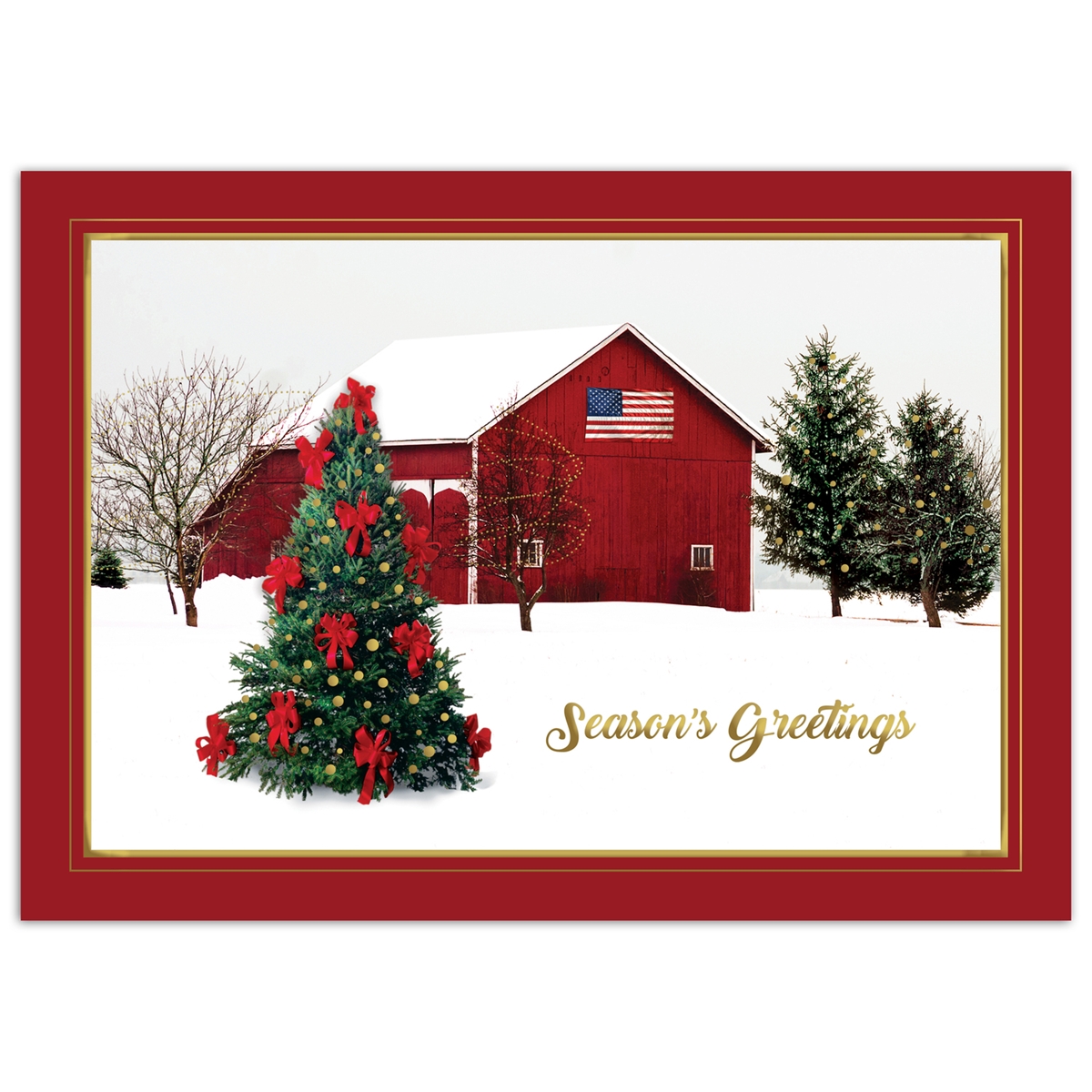 Serene Winter Barn Card