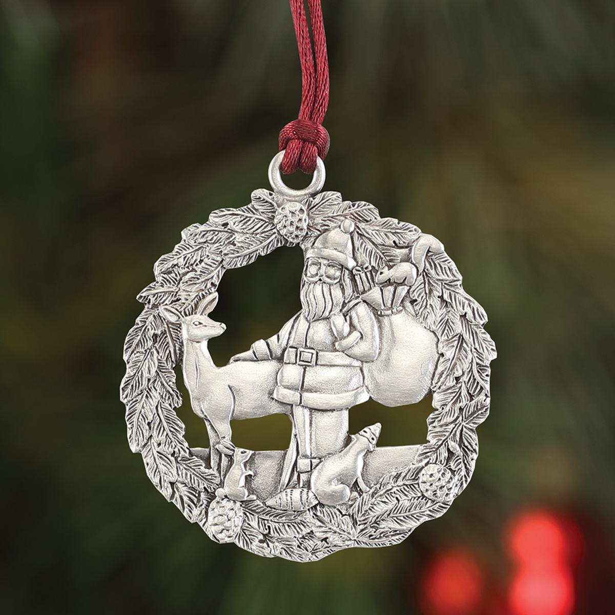 Santa Wreath Plant a Tree Ornament
