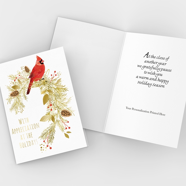 Alternate view:ALT2 of Cardinal with Pine Appreciation Holiday Cards