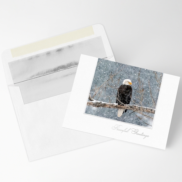 Alternate view:ALT1 of Bald Eagle in Snow Storm Holiday Cards
