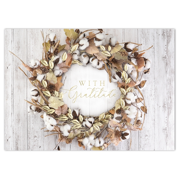 Alternate view: of Rustic Autumn Wreath Thanksgiving Cards