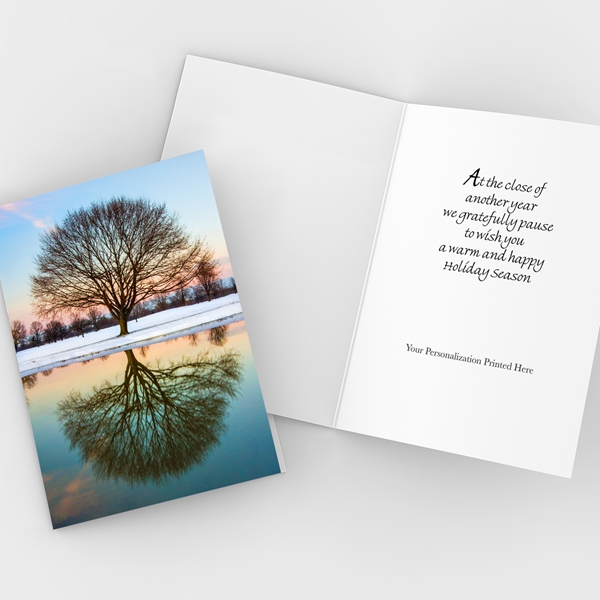 Alternate view:ALT2 of Mirrored Tree Trees for Wildlife Holiday Cards