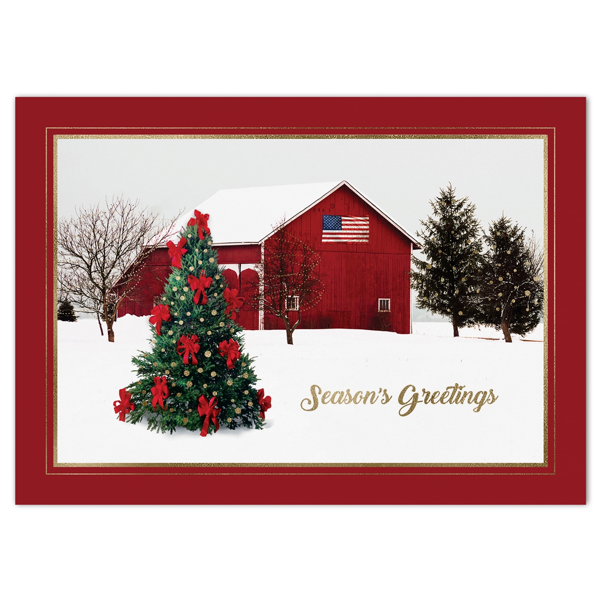 Serene Winter Barn Card